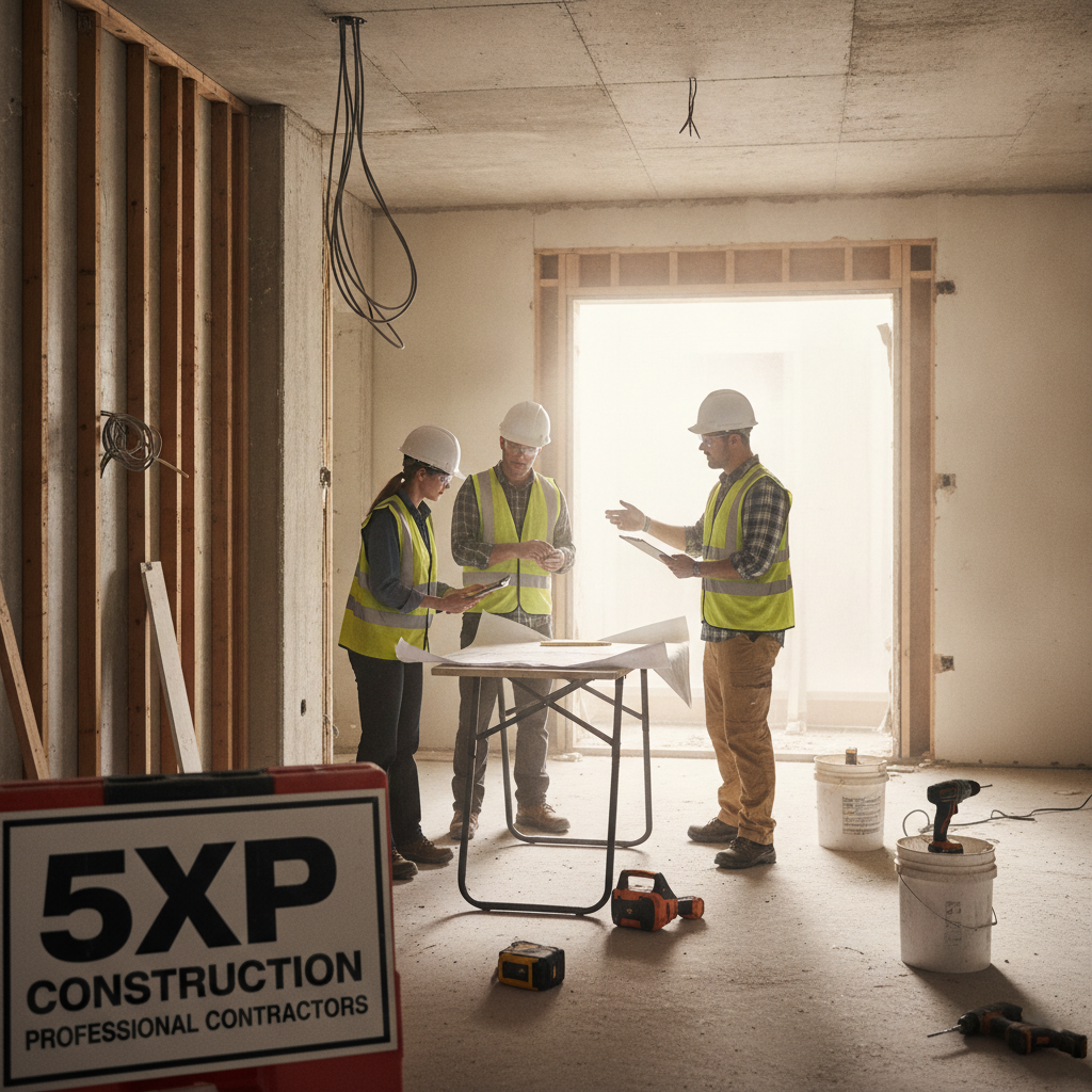 5XP Construction professional contractors inspecting a renovation project