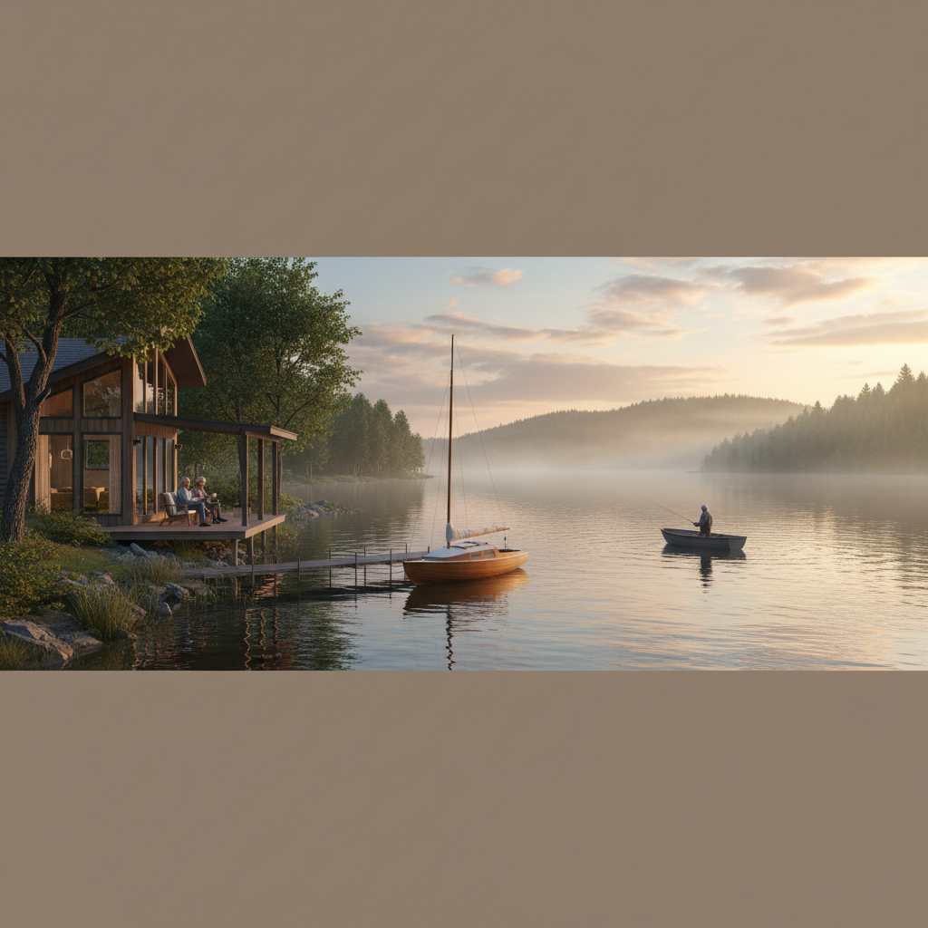 Peaceful lakefront view