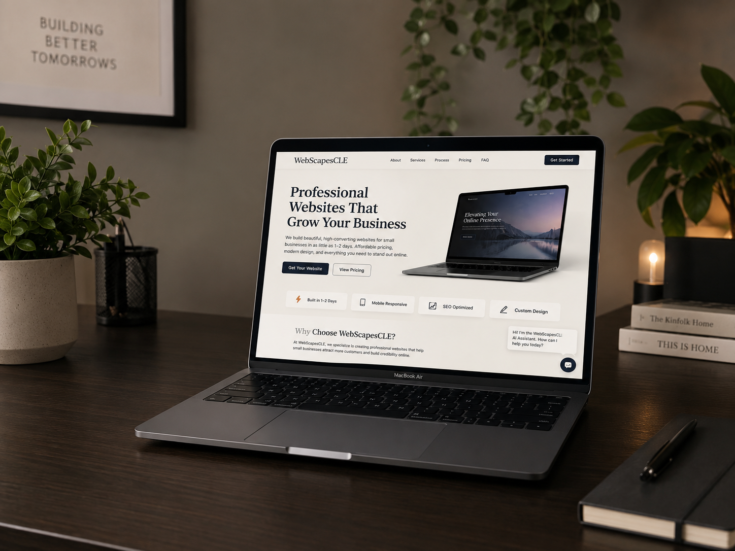 Modern laptop displaying a high-end, luxury website design for a small business client by WebScapesCLE
