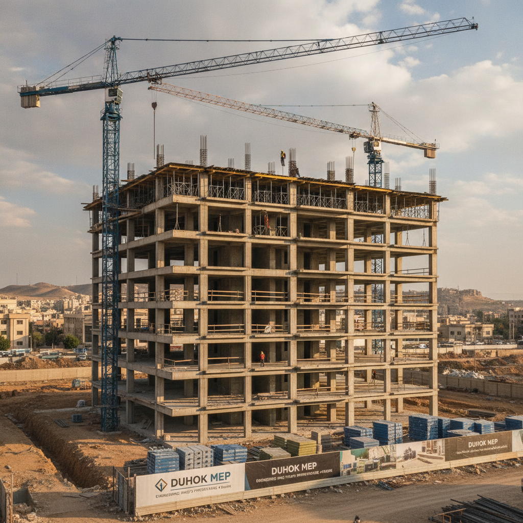 Modern commercial building construction project from the ground up in Duhok