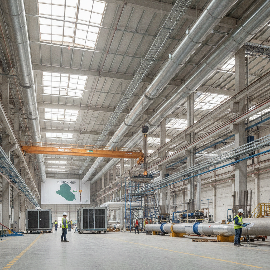 Large-scale mechanical and HVAC system installation in an industrial facility in Iraq