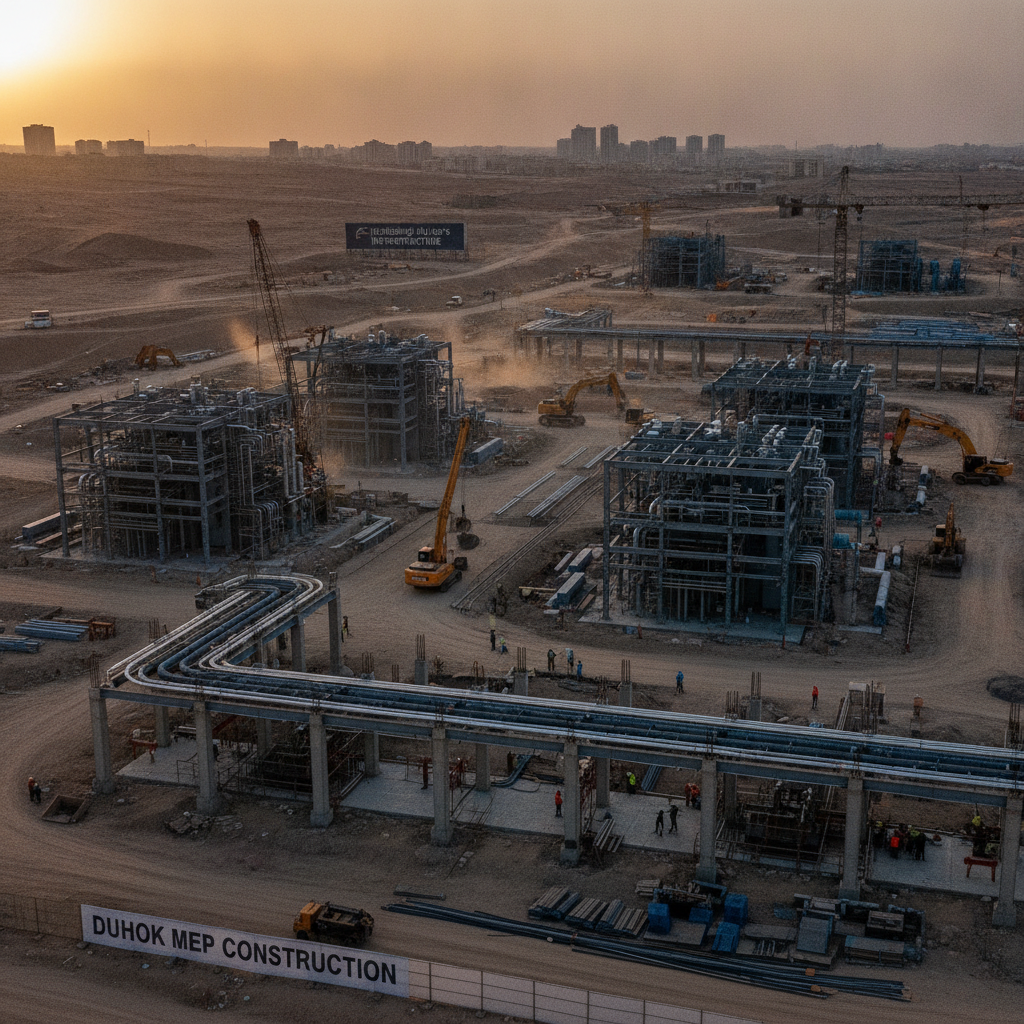 Massive mechanical, electrical, and civil construction project site operating in Iraq