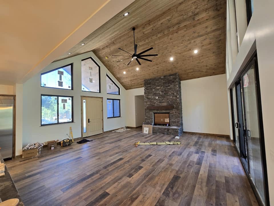 Flawless interior wall finish with smooth, professional paint application in a bright and airy Pinetop home