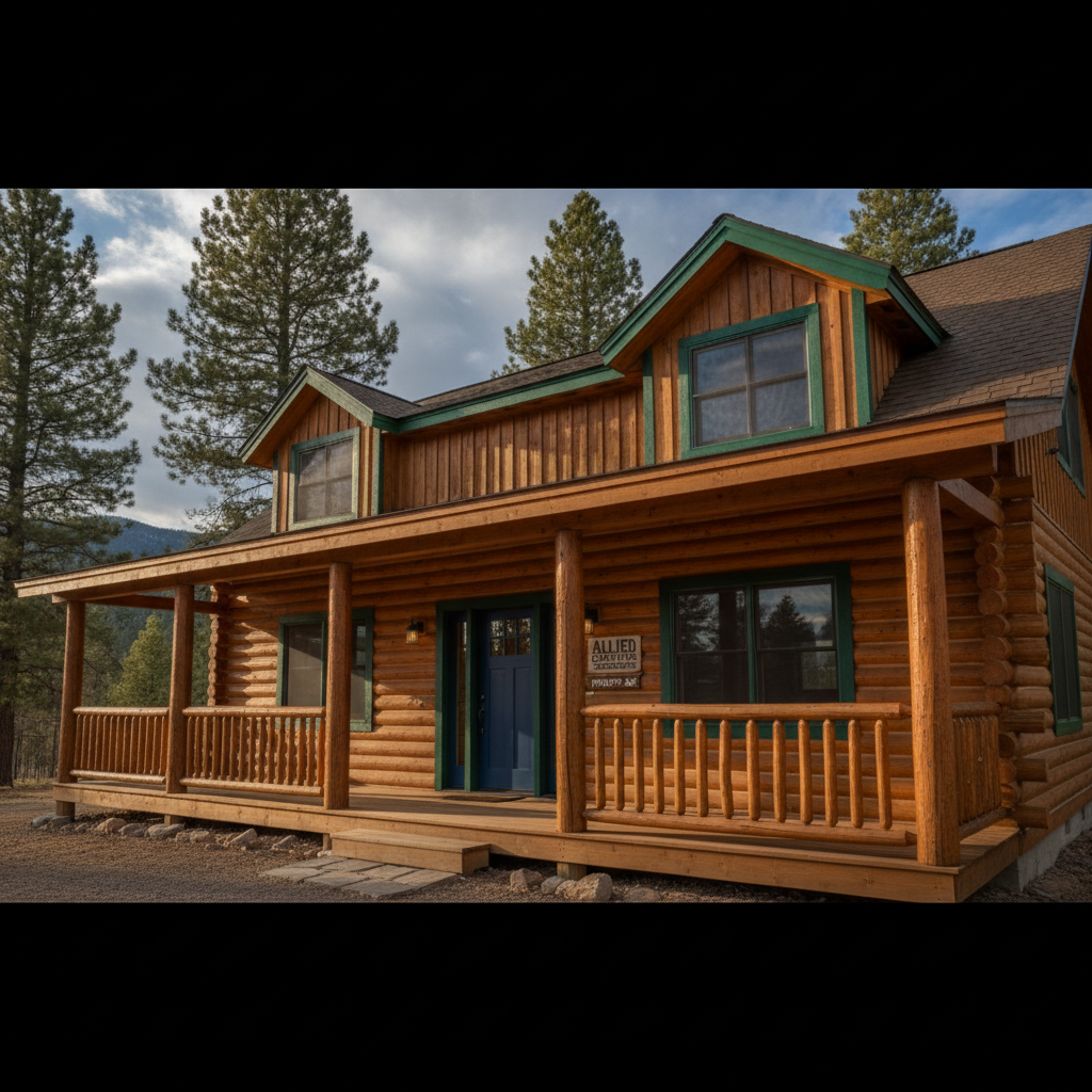 Freshly painted exterior of a log cabin home in Pinetop, AZ demonstrating weather-resistant coatings