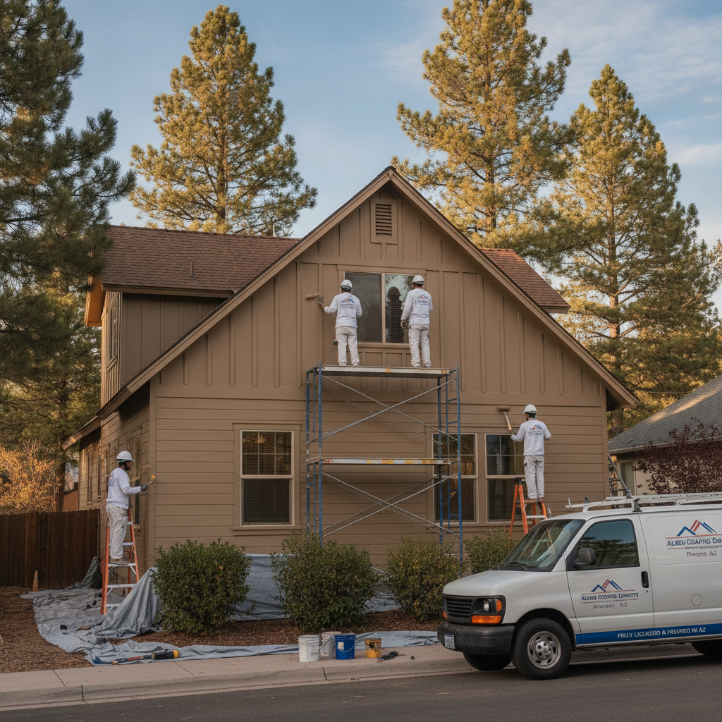 Allied Coating Experts professional painting crew working on a residential home in Pinetop, Arizona