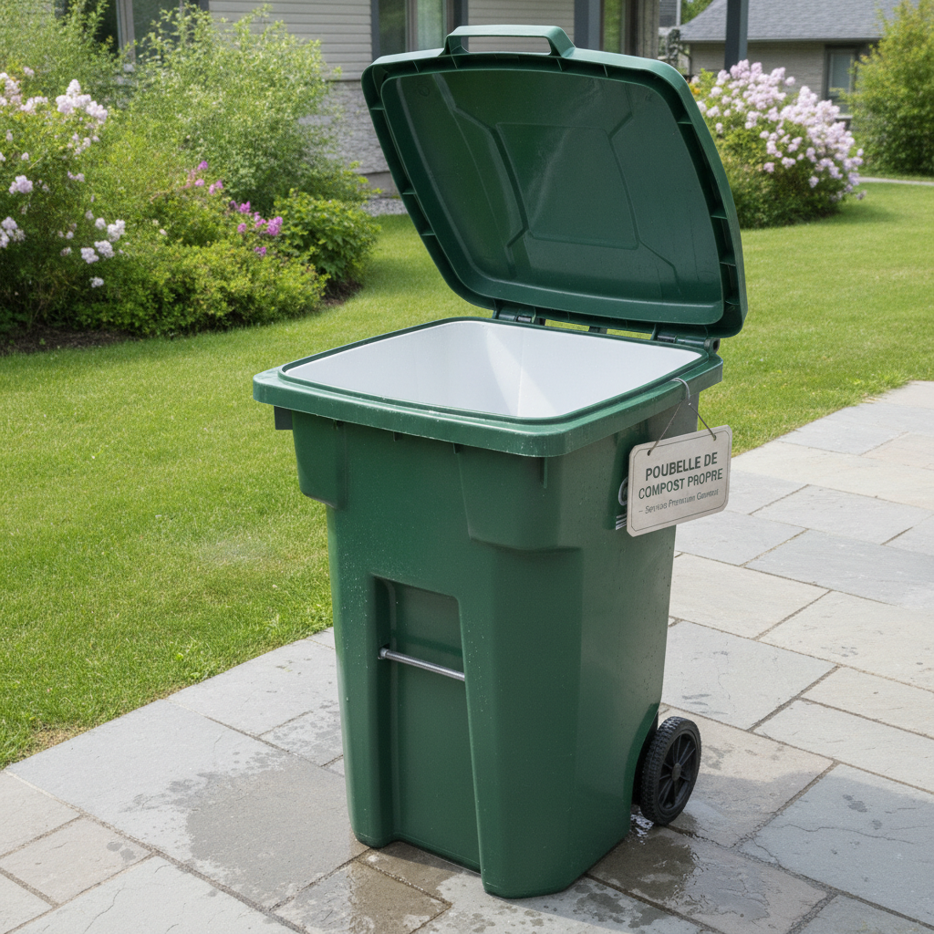 clean empty compost bin with spotless interior after professional cleaning