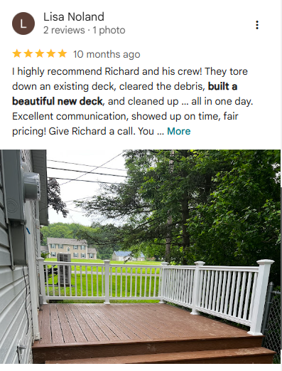 Customer review screenshot 4 from Google or Facebook for Amish Country Construction