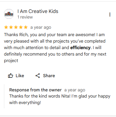 Customer review screenshot 6 from Google or Facebook for Amish Country Construction