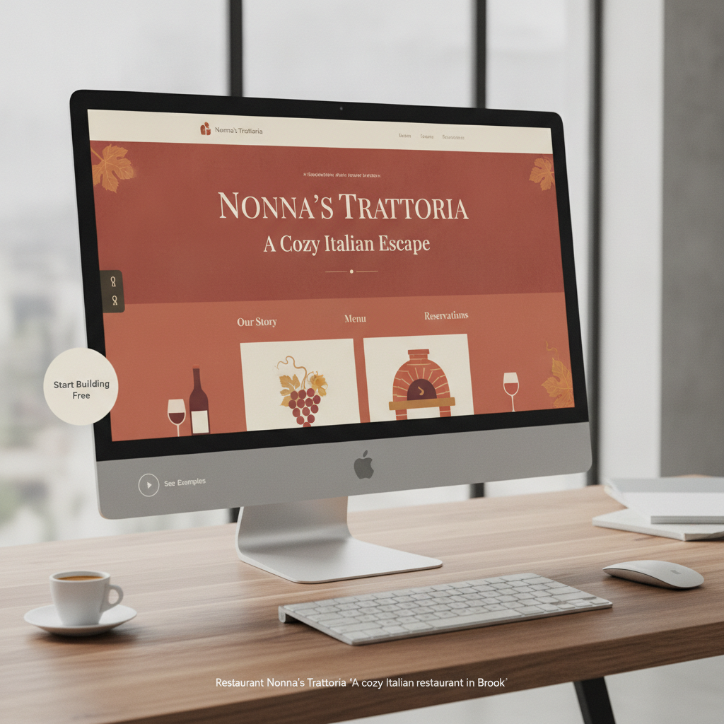 Custom-built landing page for an authentic Italian trattoria with rustic red palette and elegant serif typography