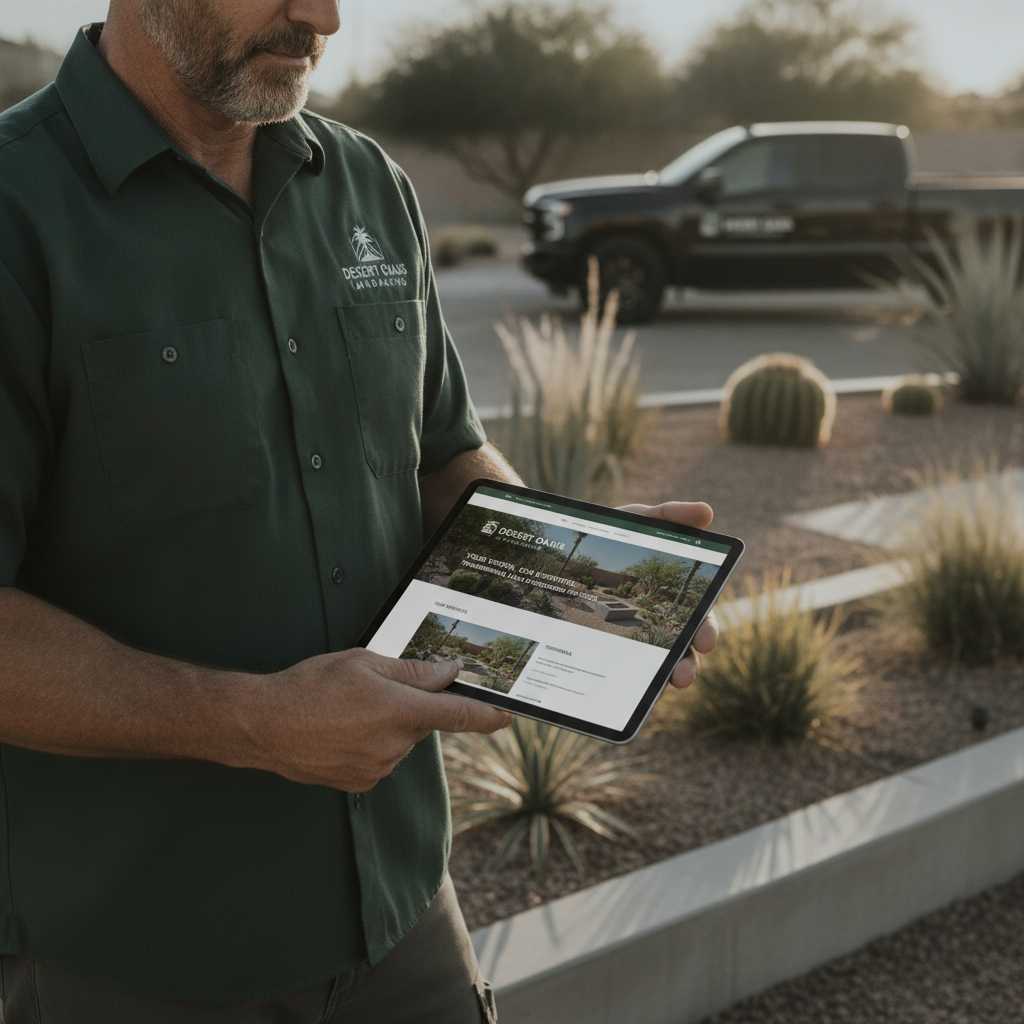 Trustworthy website design mockup for a landscaping contractor