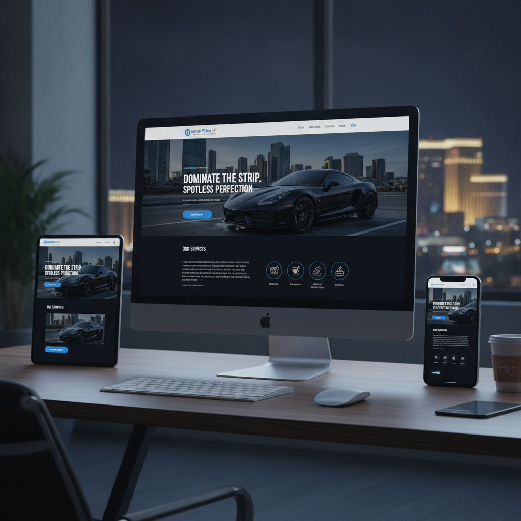 Modern website design mockup for a Las Vegas auto detailing business