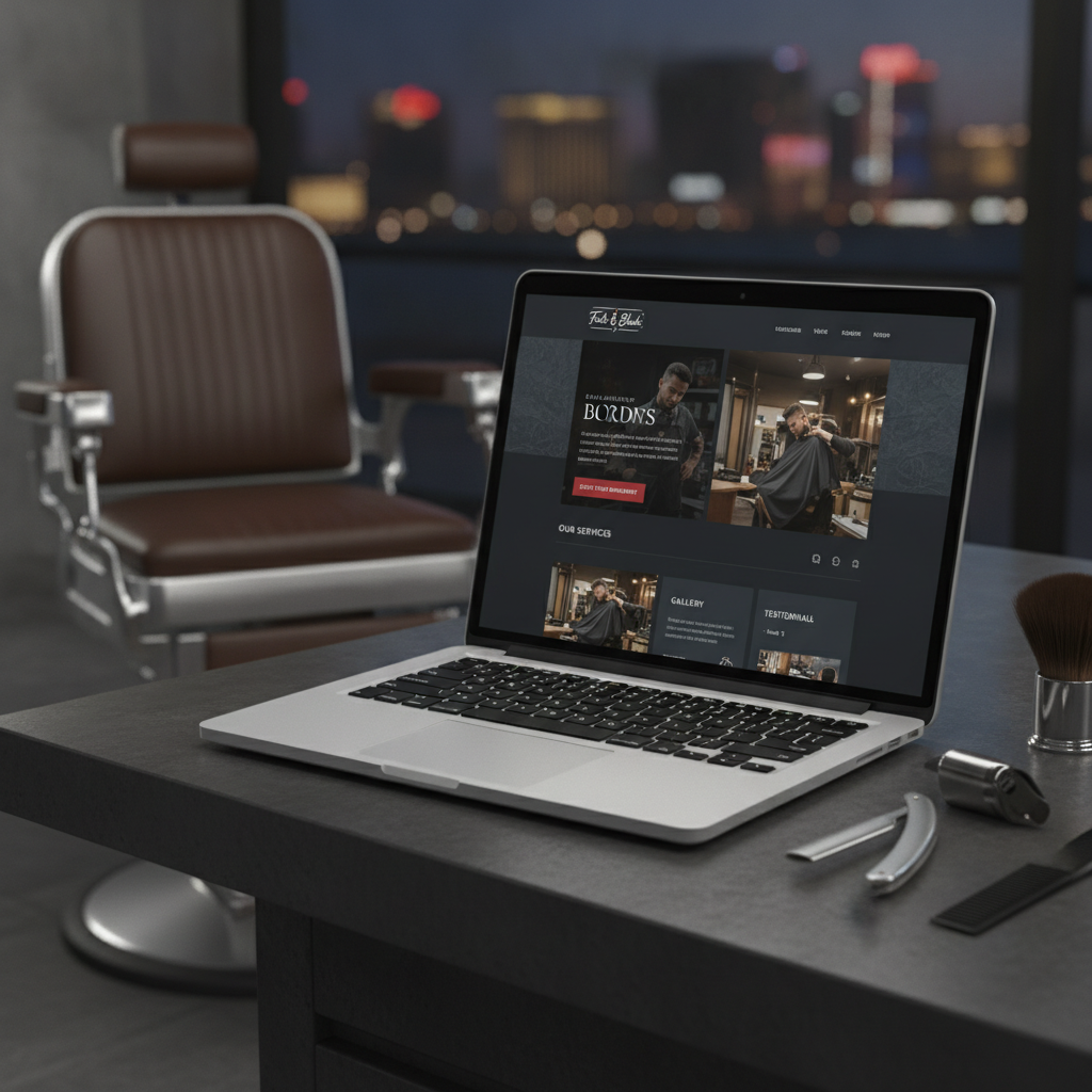 Premium website design mockup for a local Las Vegas barber shop