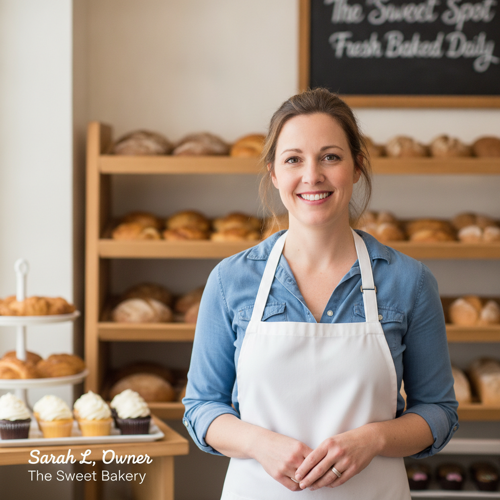 Avatar of Sarah L., owner of a local bakery
