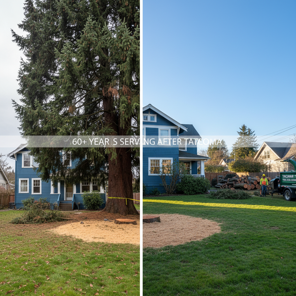 Tree removal before and after