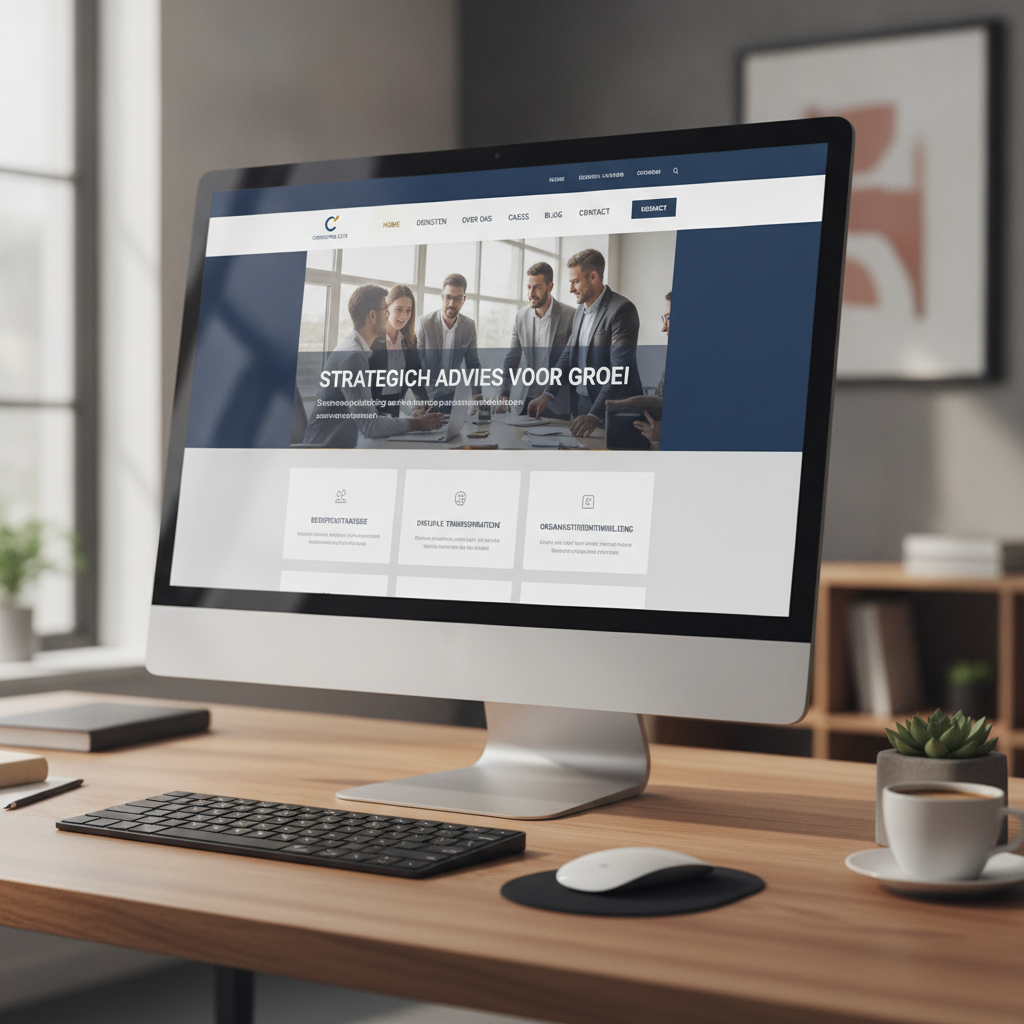 Schermafbeelding van een professionele en zakelijke website voor een consultancybureau