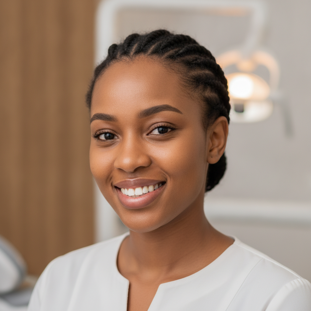 Portrait naturel d'une femme guinéenne souriante originaire de Conakry
