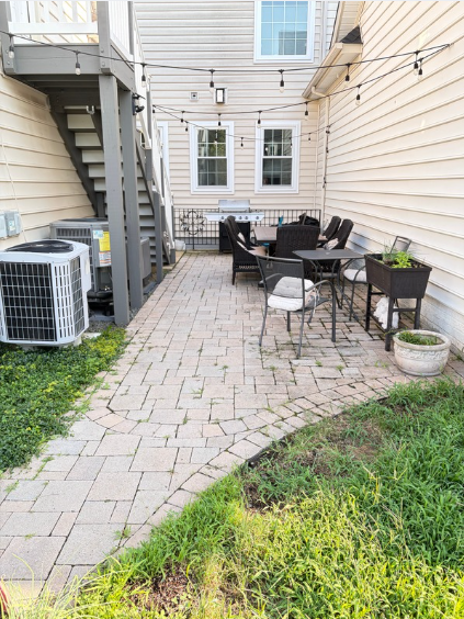 Overgrown yard before landscaping service