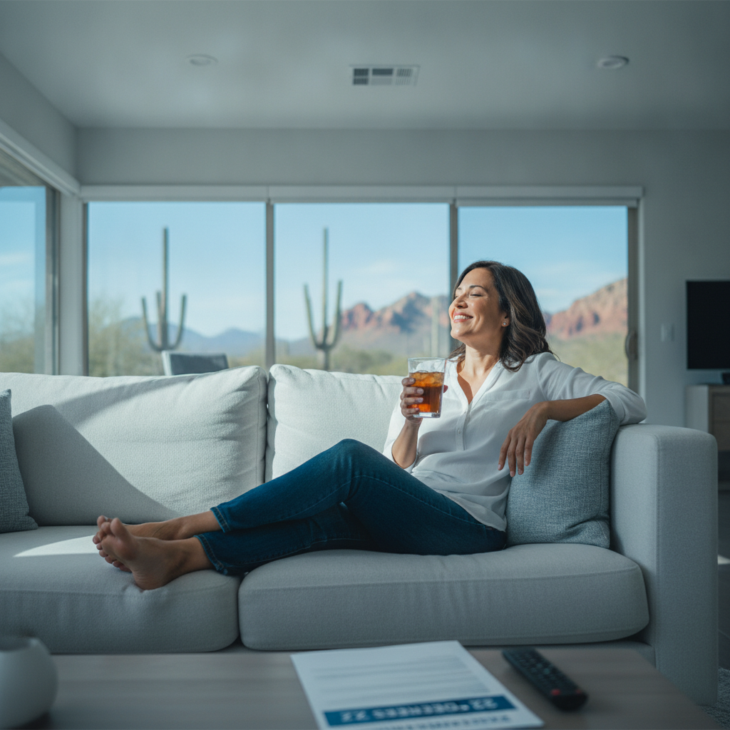 Portrait of a relieved family member in Mesa Arizona