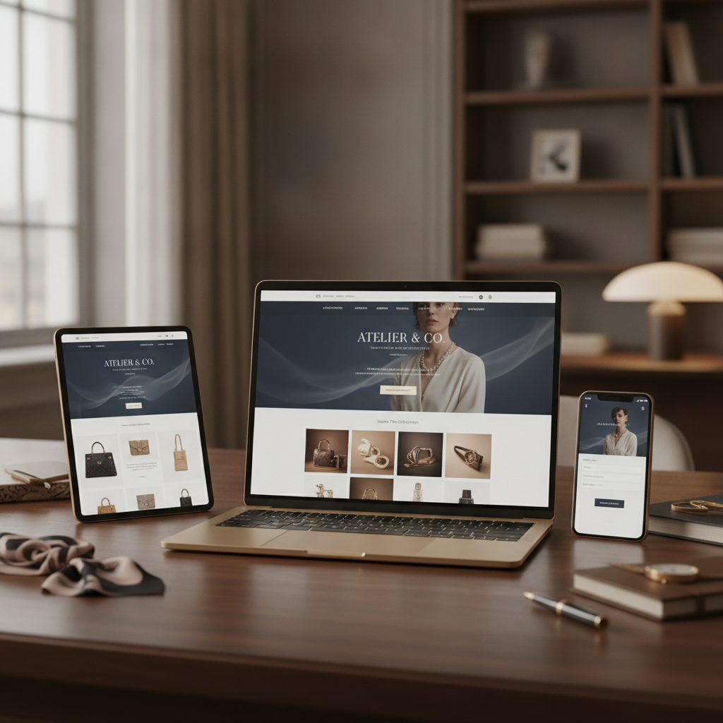 Custom luxury e-commerce website design mockup