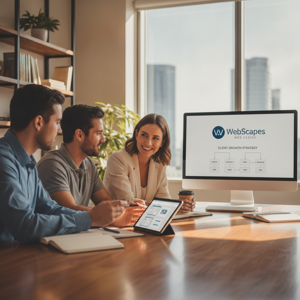 A successful client meeting discussing website strategy