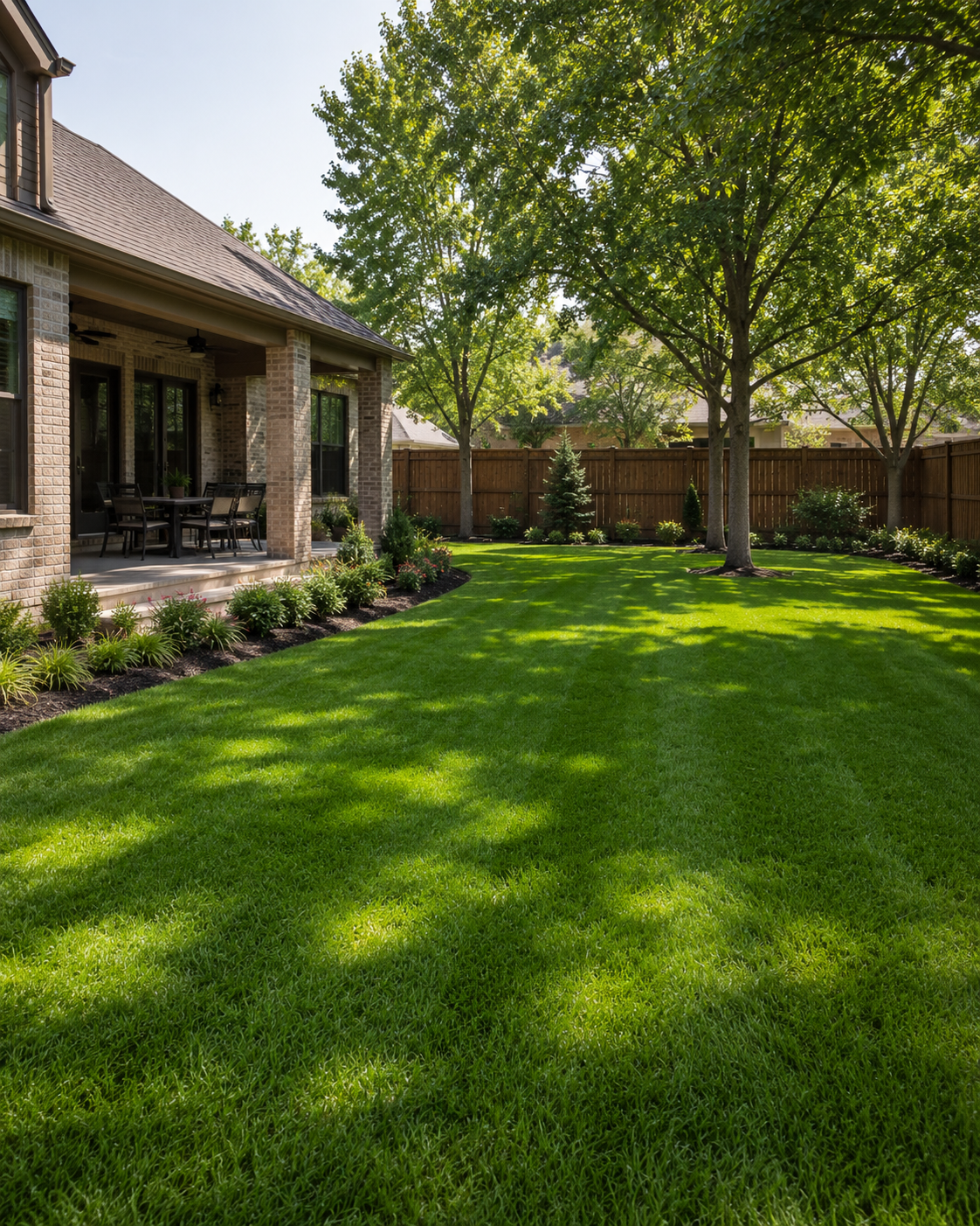 Back lawn maintained on a recurring schedule