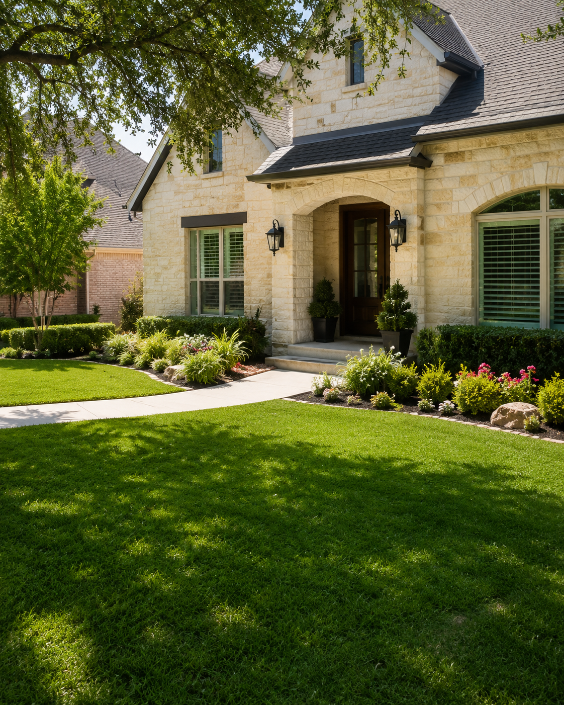 Guest ready front lawn with clean curb appeal