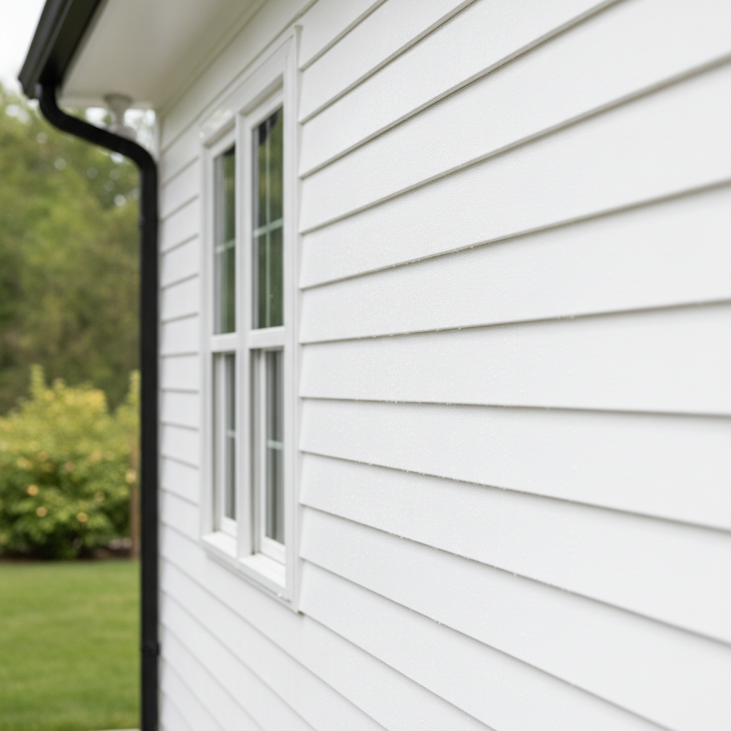 Clean pristine white vinyl siding after professional soft wash