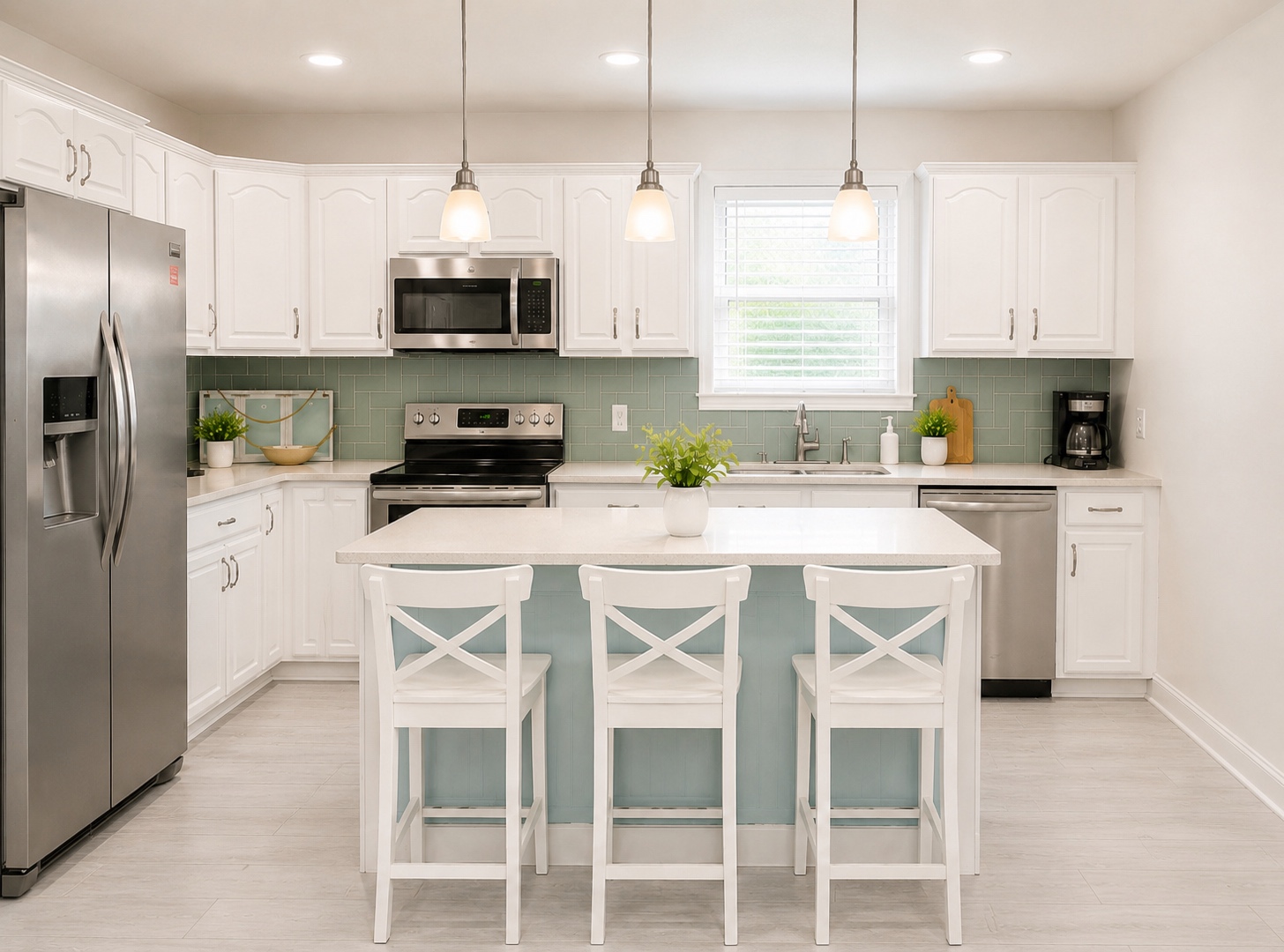 Spotless modern kitchen after deep cleaning