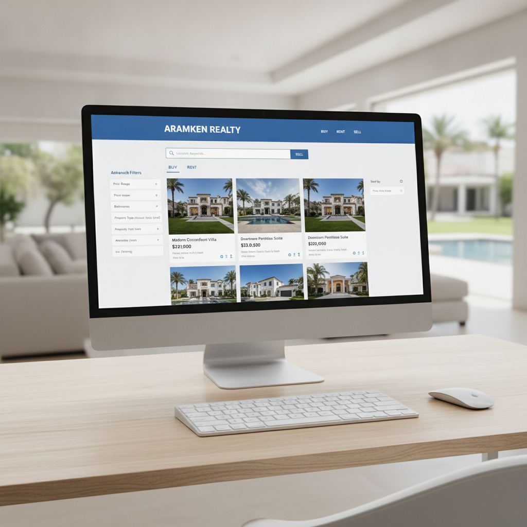 Premium real estate property listing website with search filters
