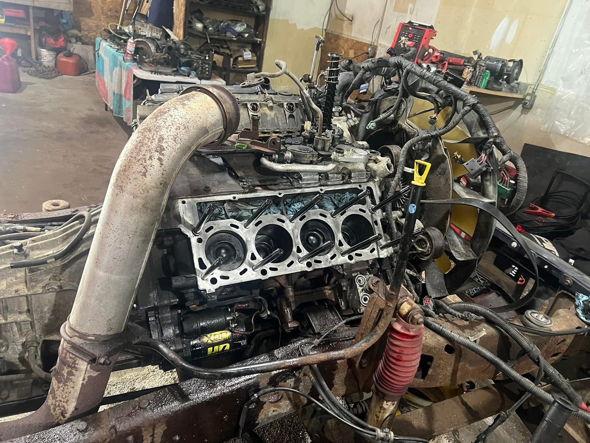 Diesel repair shop scene