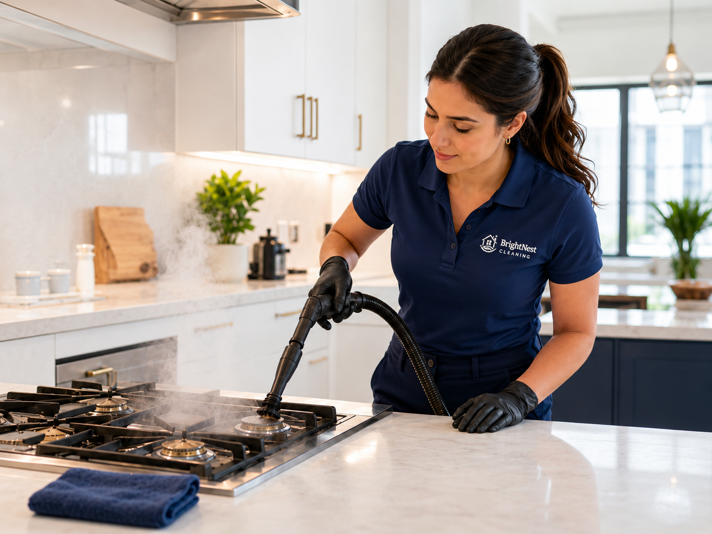 Detailed deep cleaning service for a bright modern home