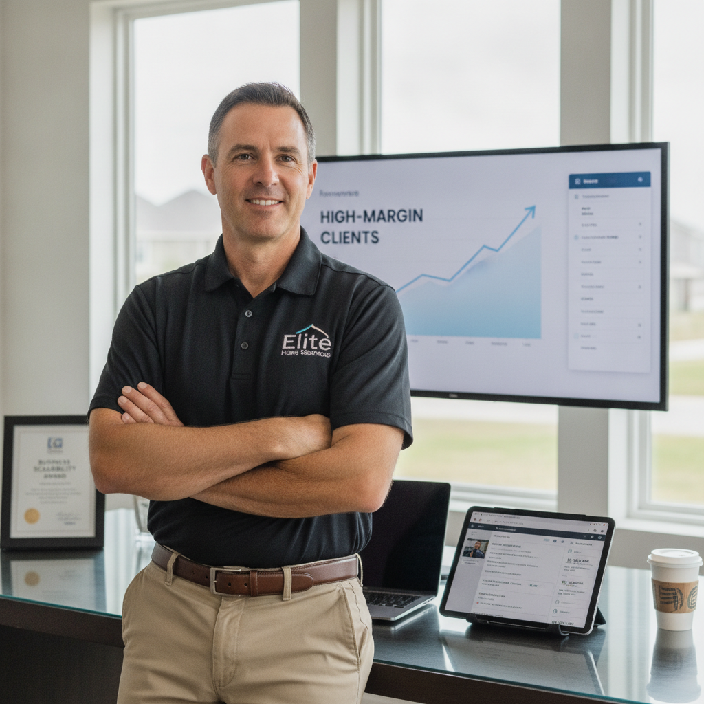 Professional home service contractor looking satisfied after scaling his business with high-margin clients