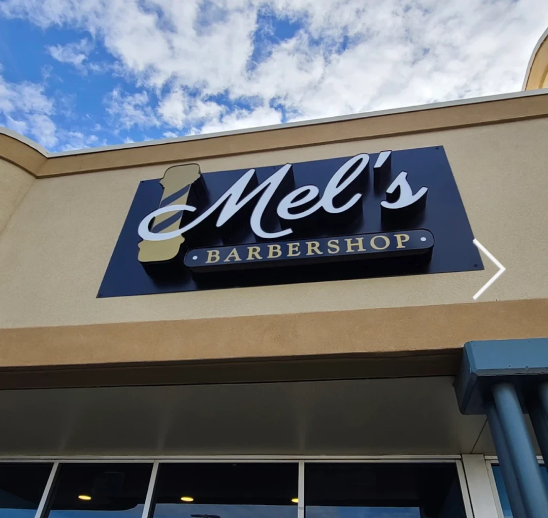 Inside view of Mel's Barbershop showing the interior space