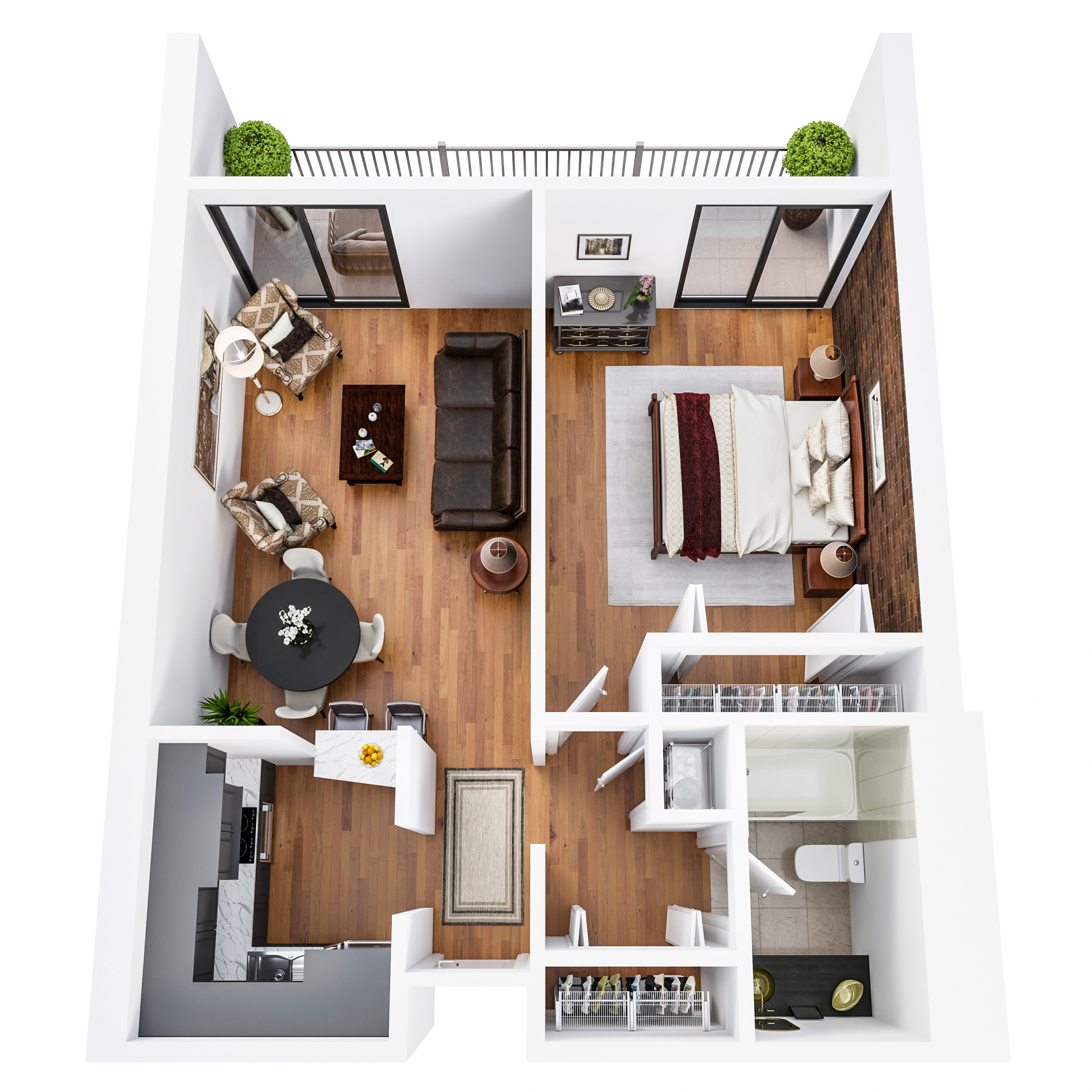 Studio apartment floor plan layout at Terrace Park East