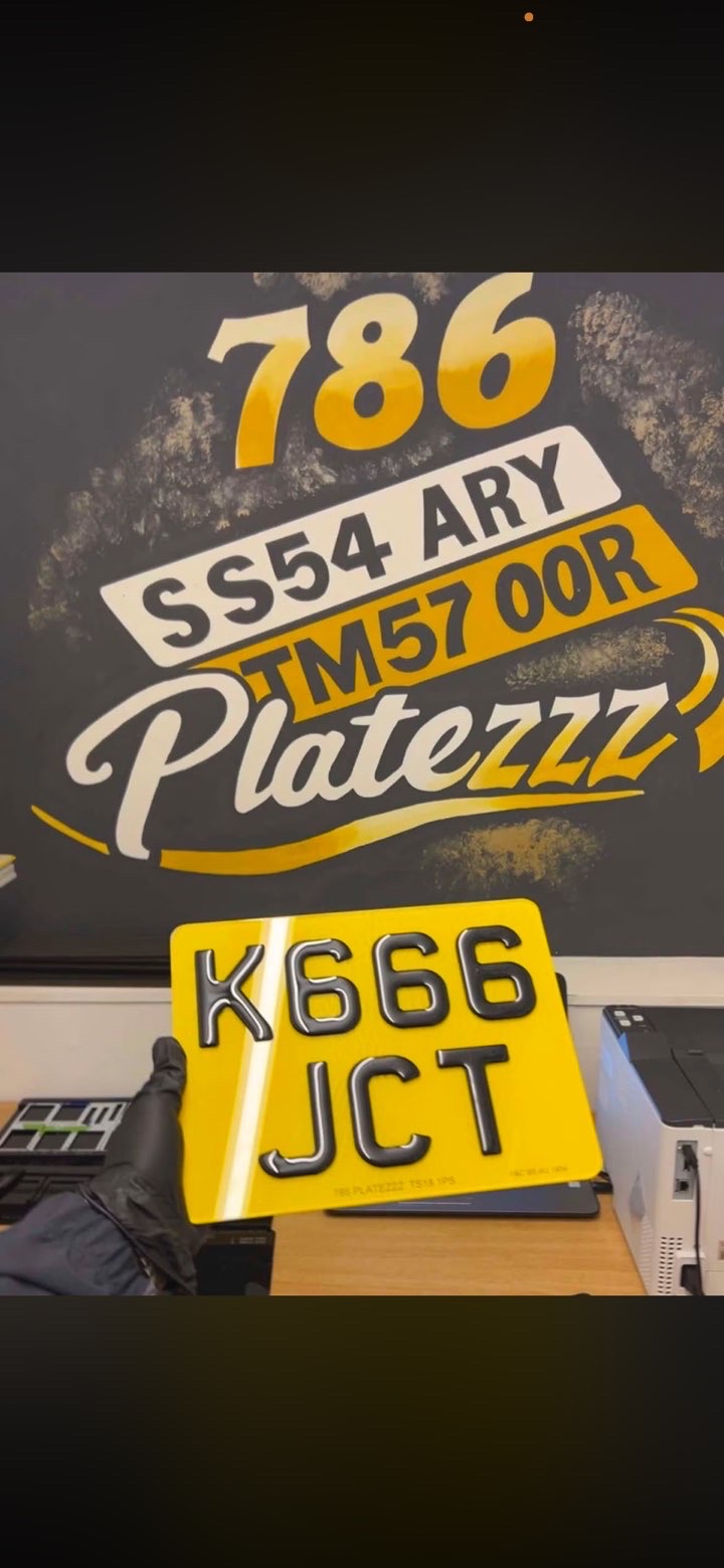 Custom motorcycle bike number plate with premium 4D finish mounted on sportbike rear fender