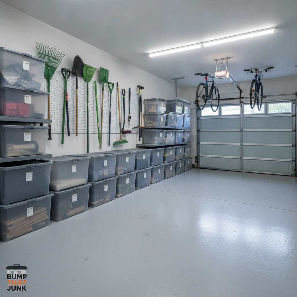 Spotless clean garage space after junk removal