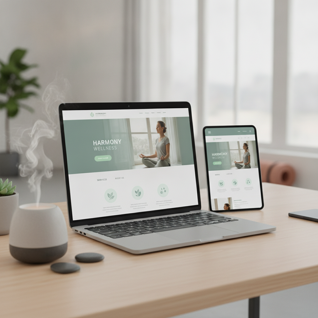 Wellness studio responsive website design mockup