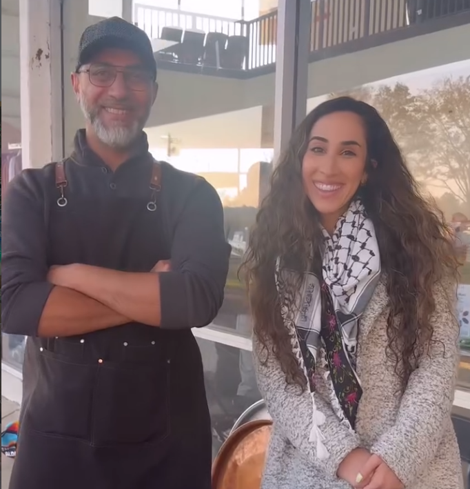Portrait of Asad Almalhi and Maisaa Hassan, owners of Petra Pastry, in their Memphis Middle Eastern bakery