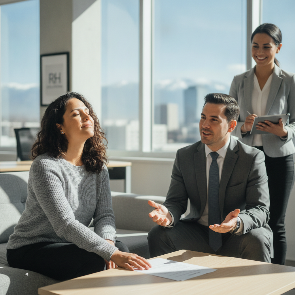 Relieved client feeling stress-free after getting help