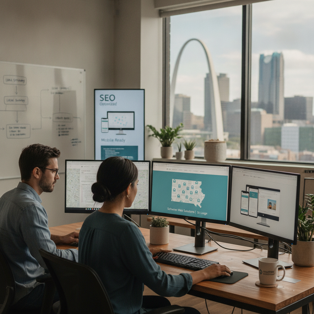 Professional web design agency workspace designing responsive websites for local St. Louis businesses