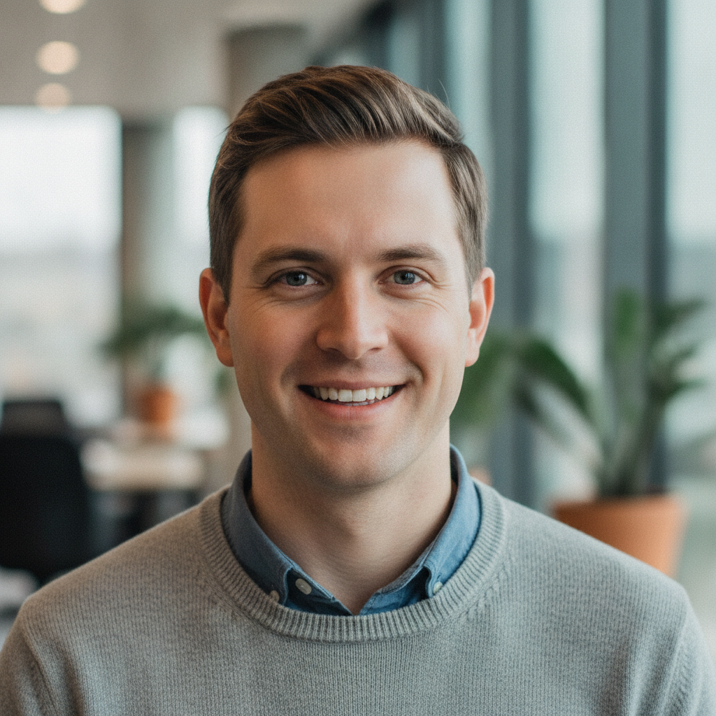 Friendly developer portrait smiling casual headshot