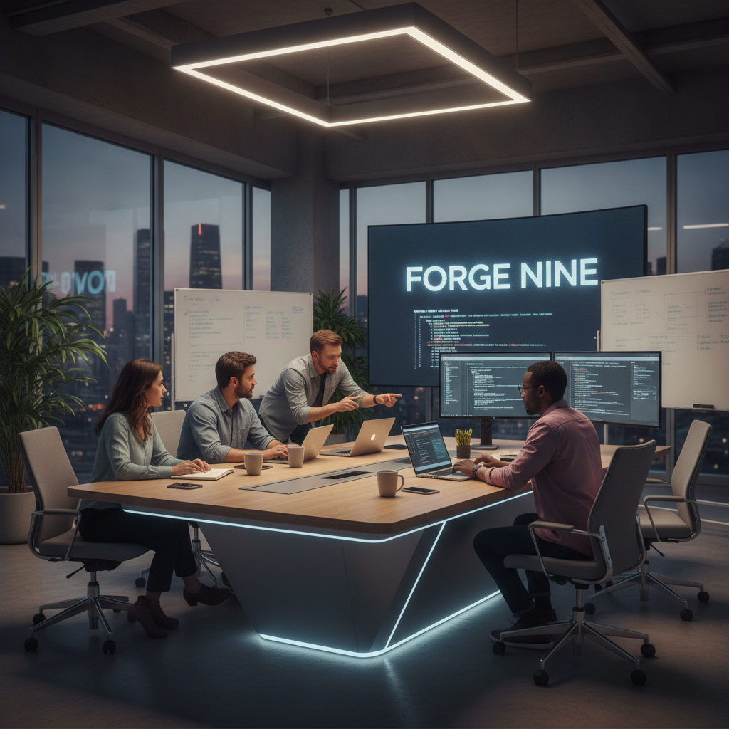 Our team of developers collaborating in a modern studio
