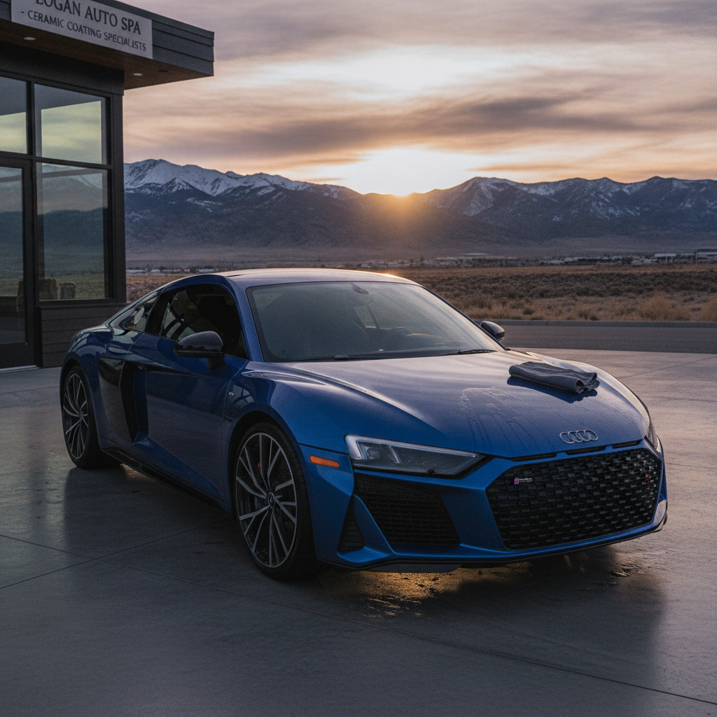 Freshly detailed luxury vehicle with a glossy ceramic coating finish in Logan Utah