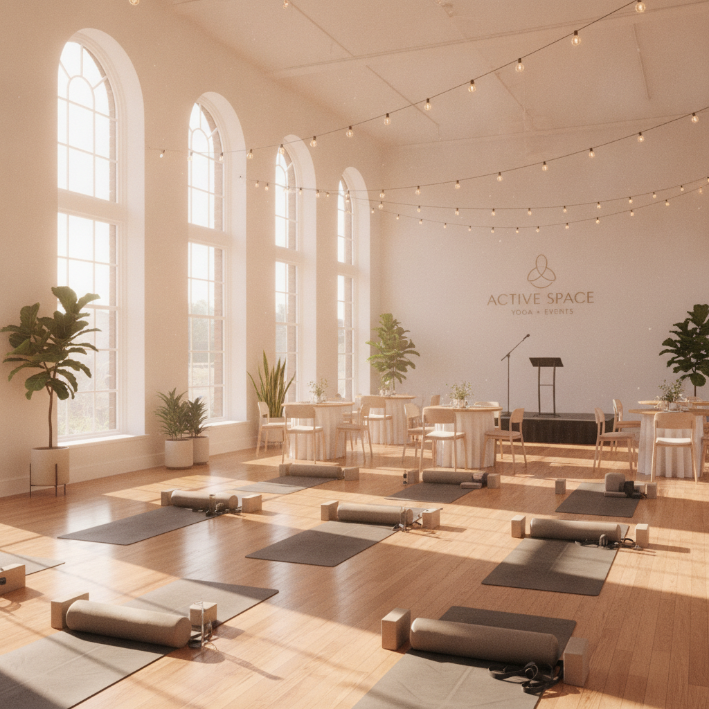 Sunlit Yoga Studio Floor and Event Venue setup at Active Space in Atlanta
