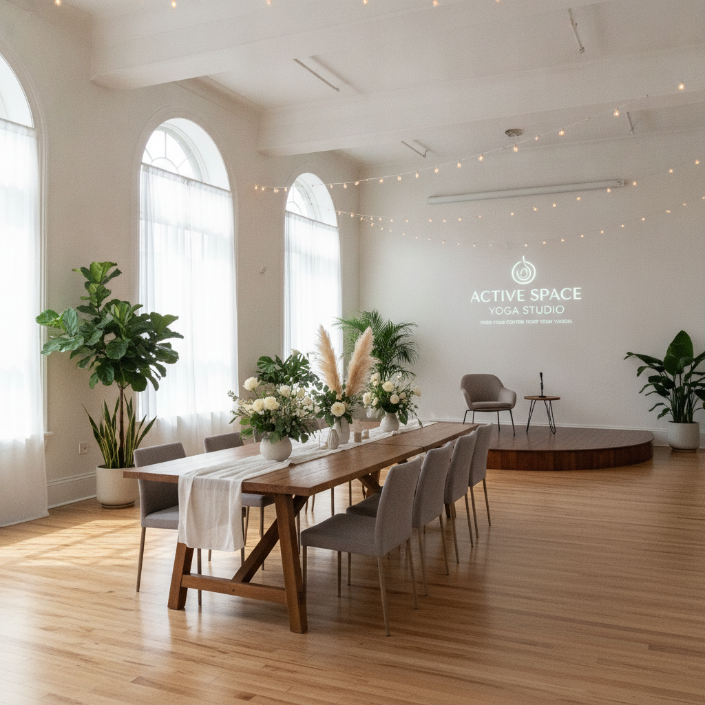Elegant event and venue setup inside Active Space studio