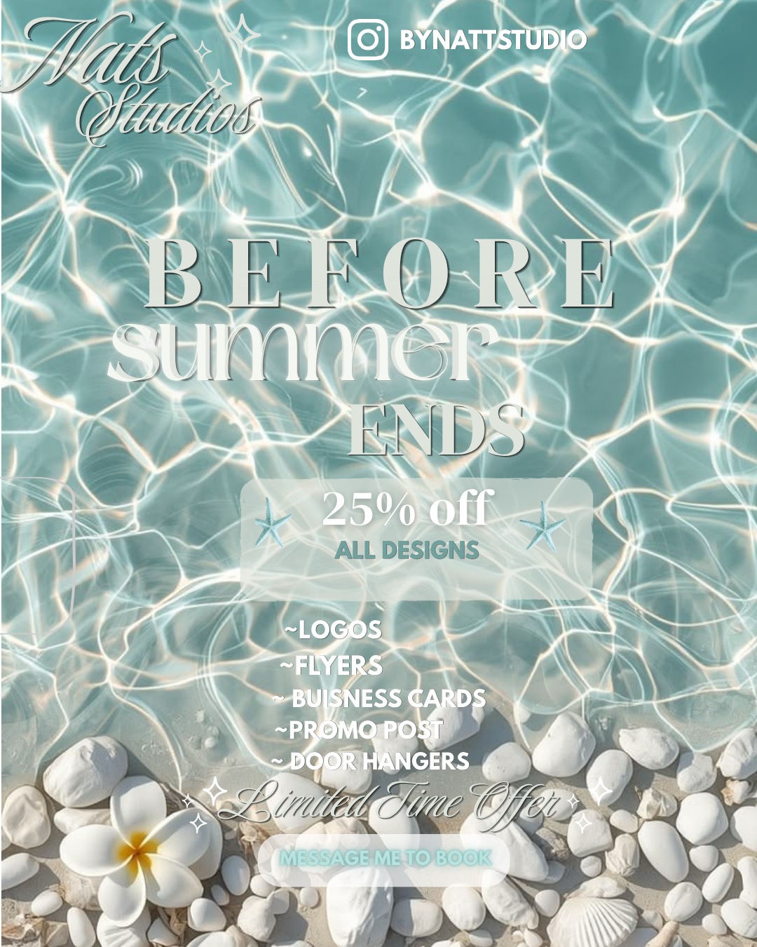 A promotional flyer for a small business, using a clean layout and powerful imagery