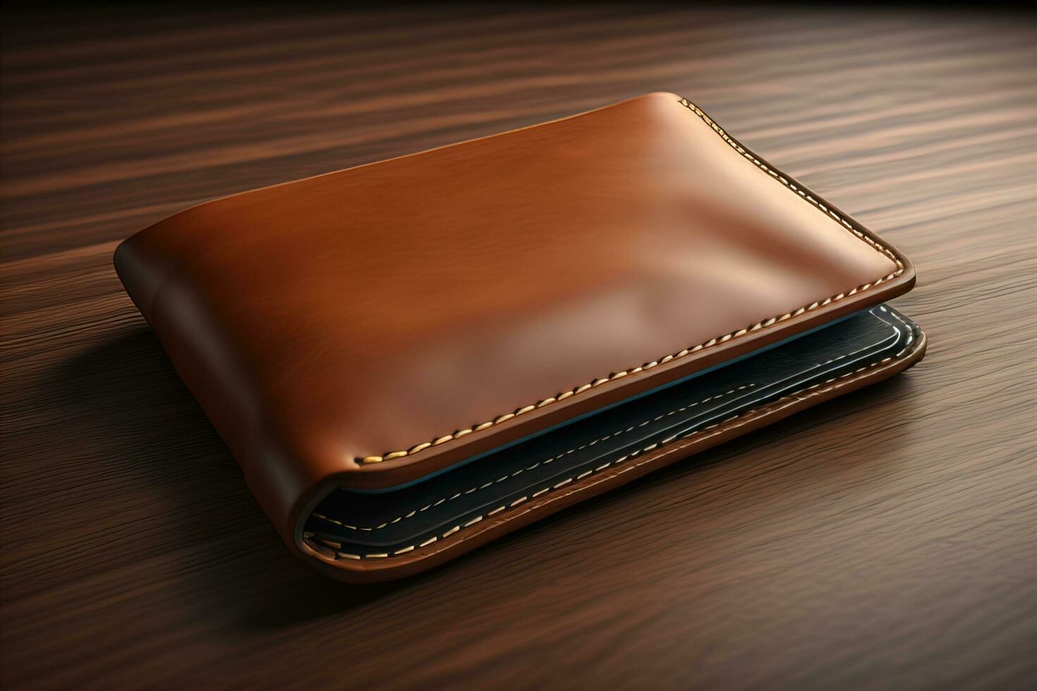 Hand-stitched leather wallet.