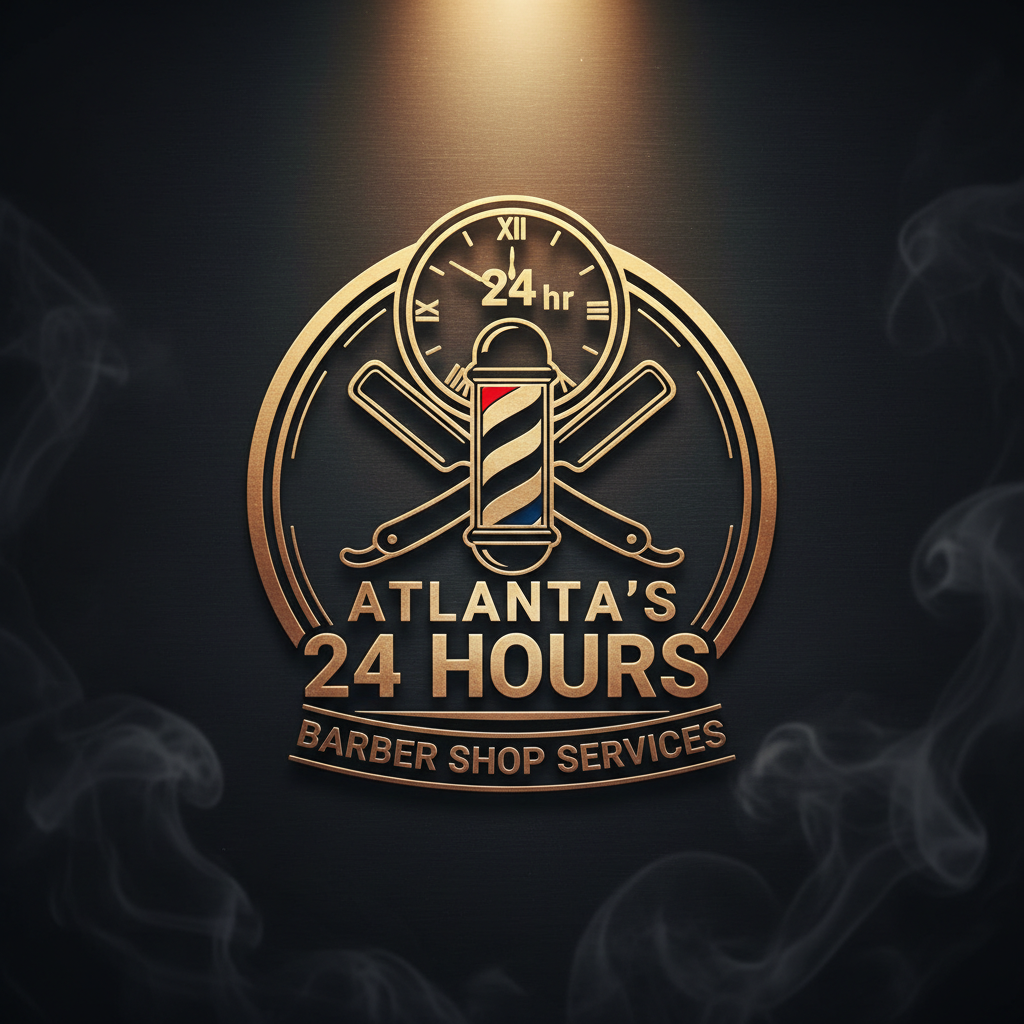 Atlantas 24 Hours Barber Shop Logo