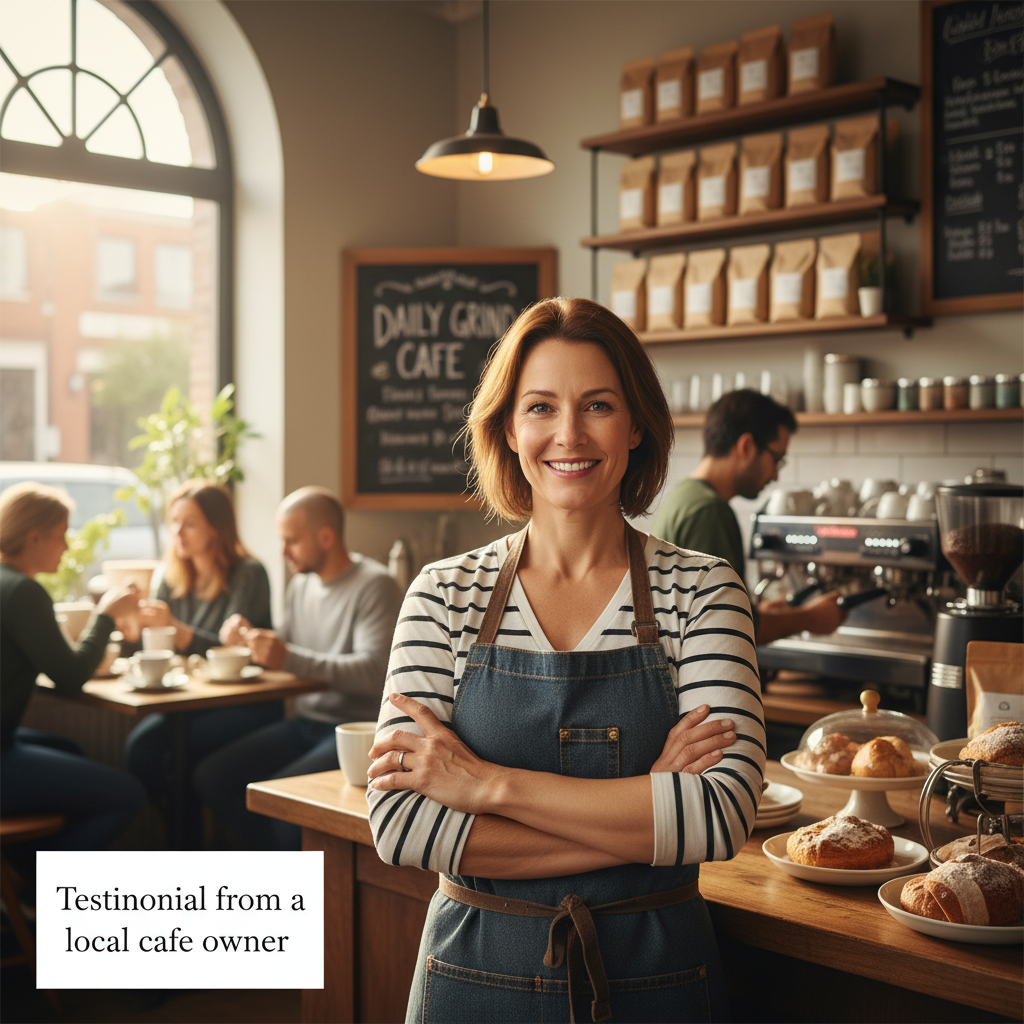 Testimonial from a local cafe owner