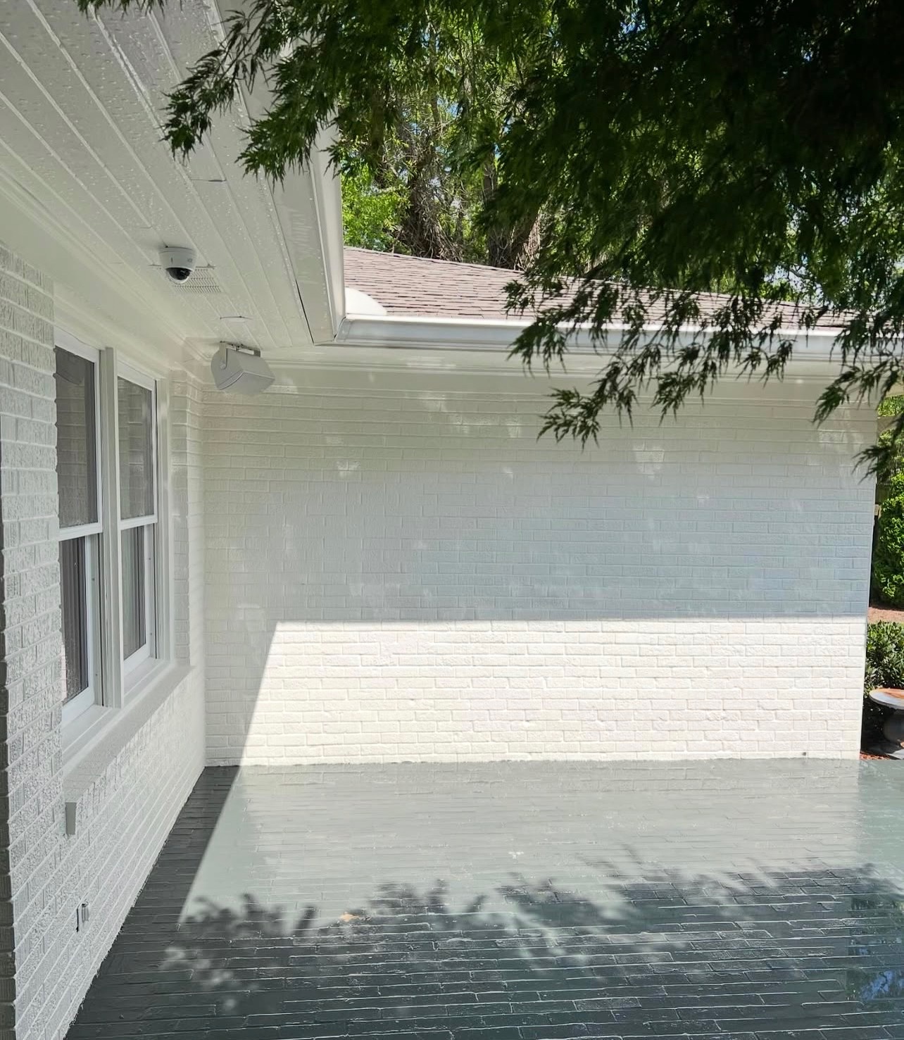 Freshly pressure washed house exterior